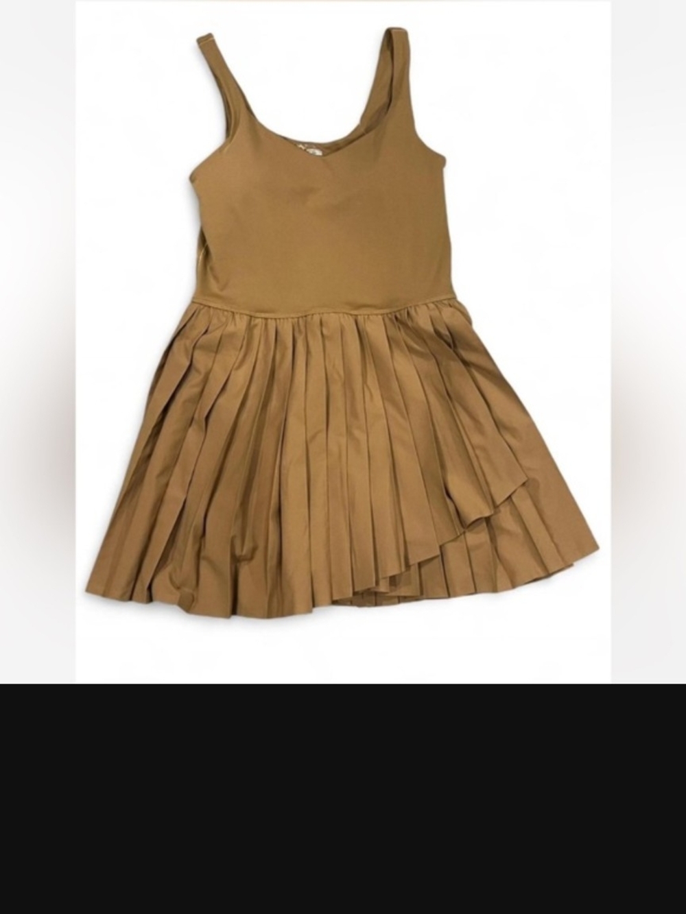 Aerie Tan Pleated Tennis Dress With Built In Shorts And Padded Bra